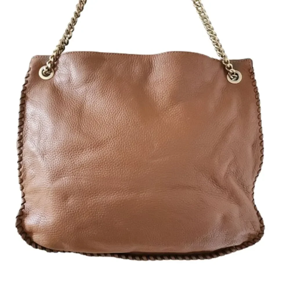 MICHAEL KORS Whipped Chelsea Leather Shoulder Bag Purse Handbag Acorn - Picture 4 of 10